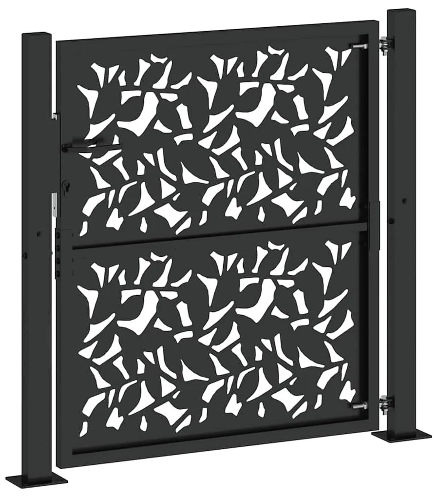 Portão de jardim 105x106 cm design em folha de aço preto