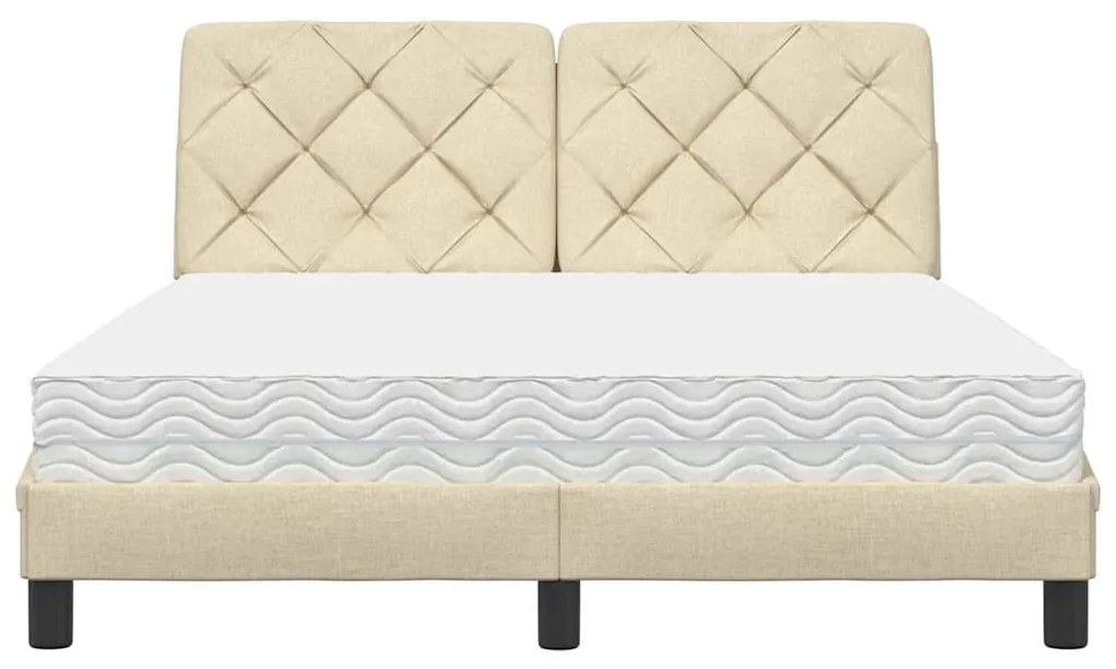 Cama com colchão 140x200 cm tecido cor creme