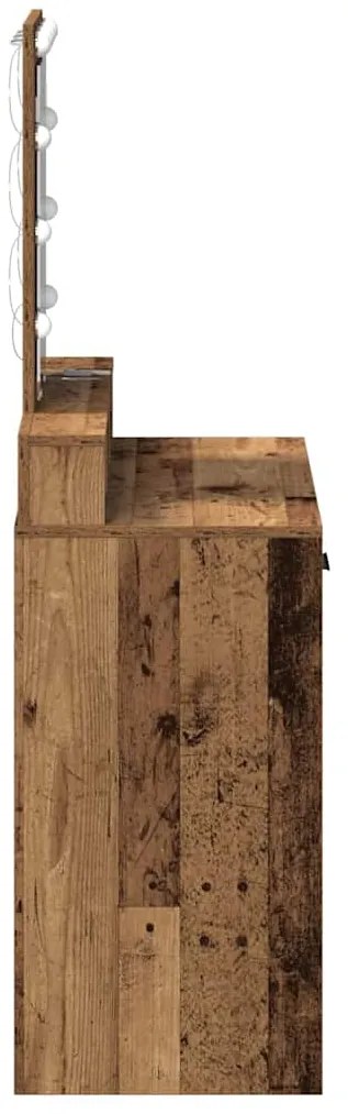 Mesa de Maquilhagem com Luzes LED - Estilo Madeira Vintage, 79x41x140