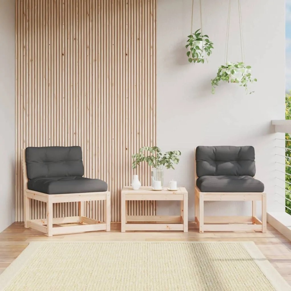 vidaXL Sofás de jardim c/ almofadões 2 pcs pinho maciço