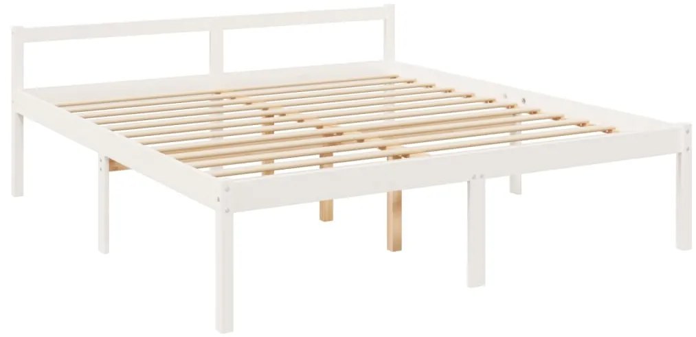 Cama para idosos super king size 180x200 cm pinho maciço branco