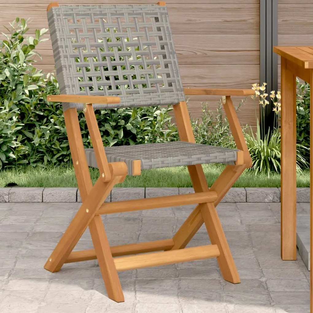 vidaXL Cadeiras de jardim 2 pcs madeira acácia maciça e vime PE cinza