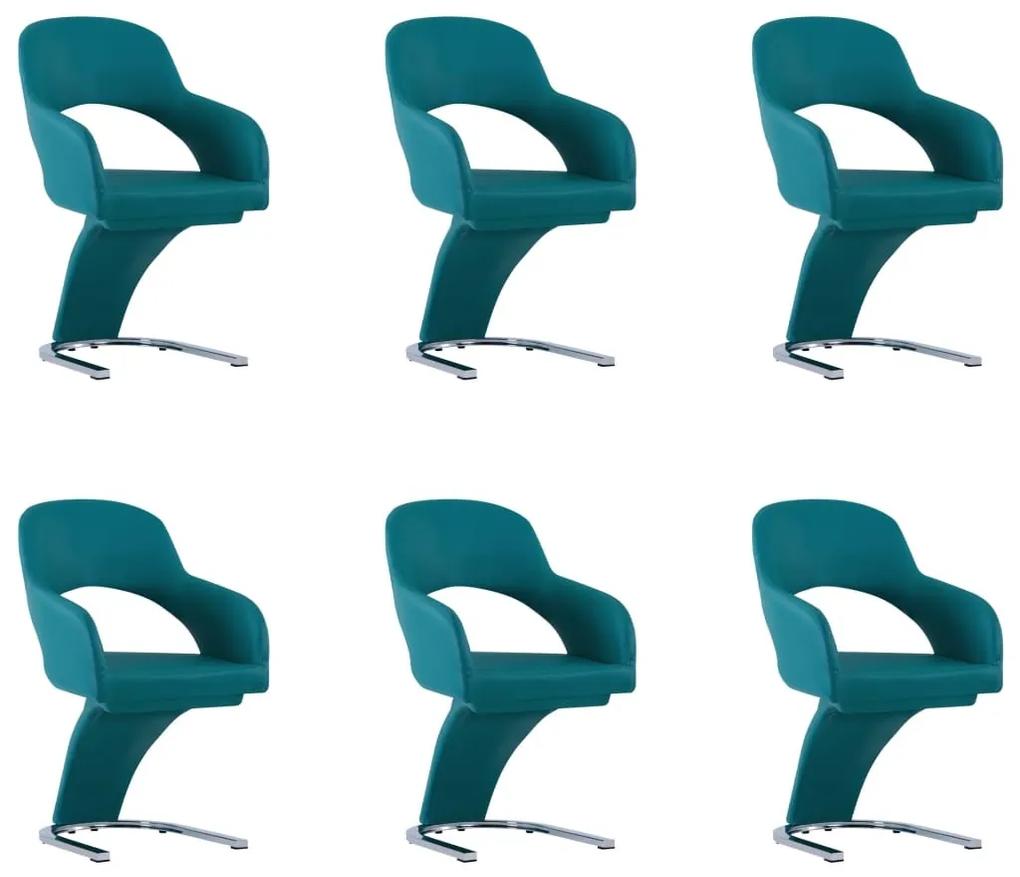 Cadeiras de jantar 6 pcs couro artificial azul