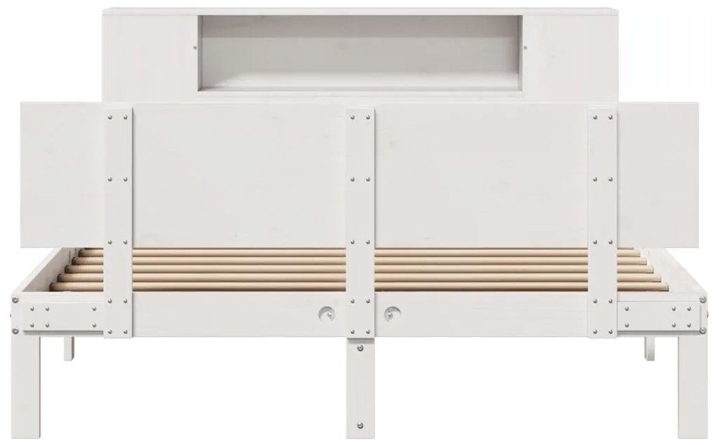 Cama com estante sem colchão 120x190 cm pinho maciço branco