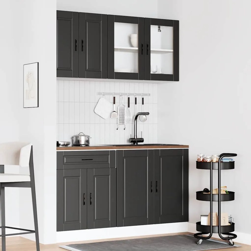 4 peças armário de cozinha conjunto Kalmar preto