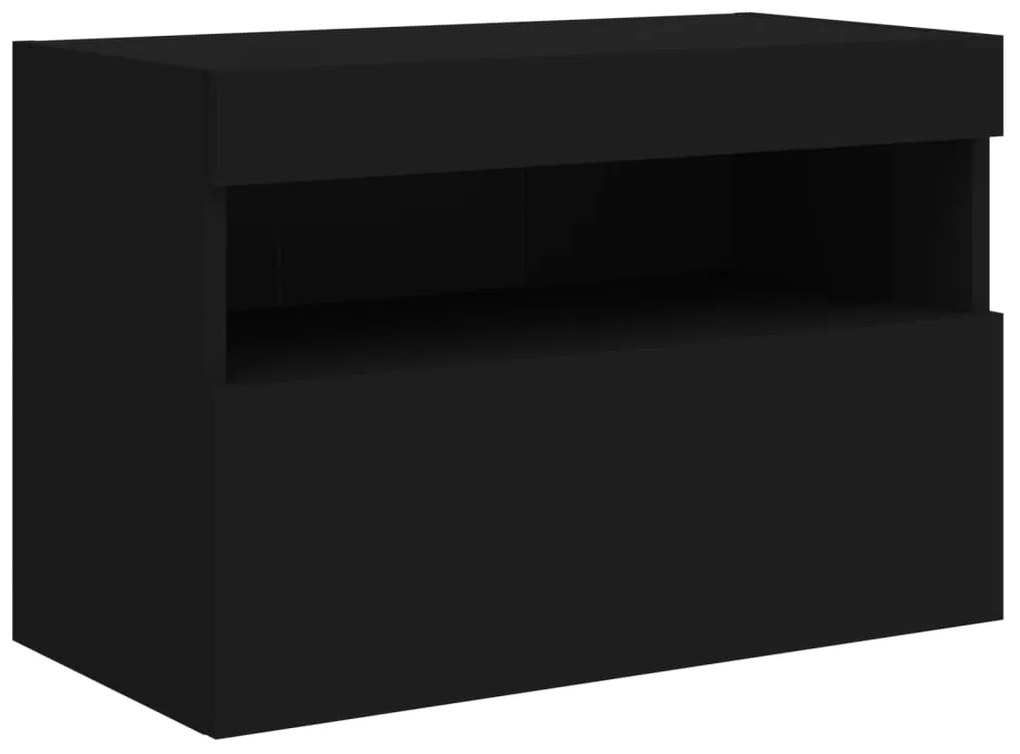 Móvel de parede para TV com luzes LED 60x30x40 cm preto