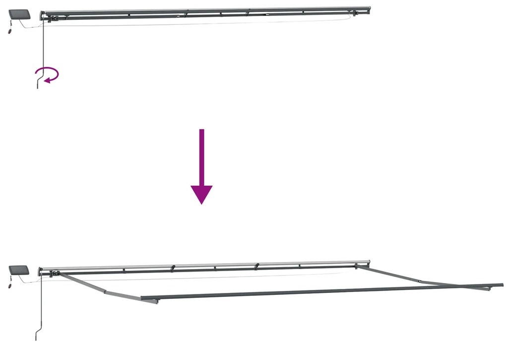 Toldo Retrátil Manual com LED Preto 600x350 cm