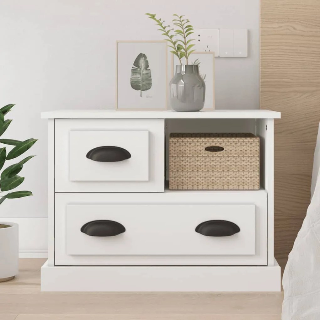 vidaXL Mesa de cabeceira 60x39x45 cm branco