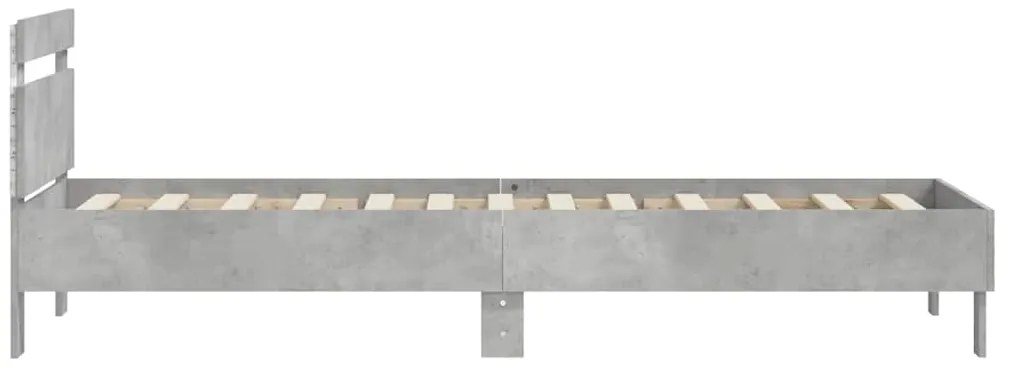 Estrutura de cama c/ cabeceira/luzes LED 90x190cm cinza cimento