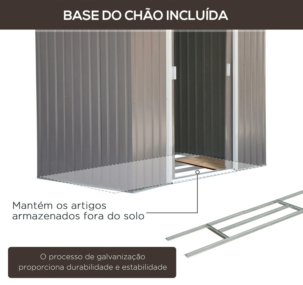 Abrigo de Jardim 213x130x185cm Abrigo de Jardim Metálico de Exterior p