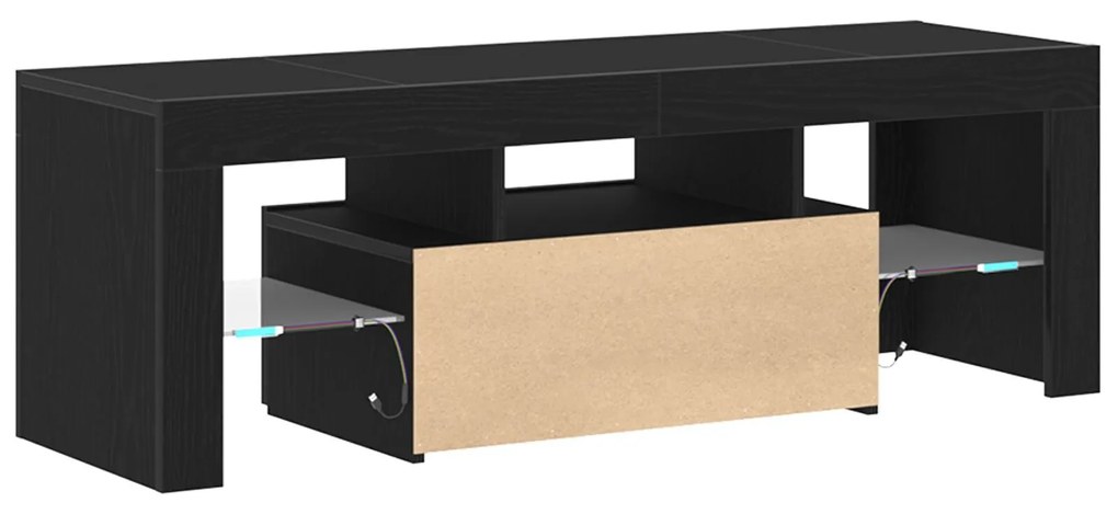 Rack de TV vidaXL com Luzes LED Carvalho Preto 120x35x40 cm