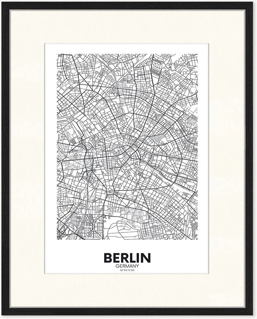 Póster emoldurado Map of Berlin