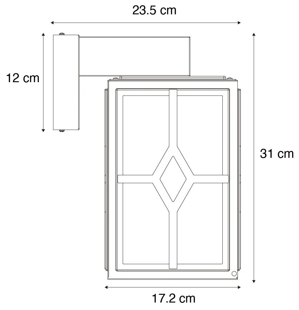 Candeeiro de parede exterior clássico preto IP44 - Dover Clássico / Antigo