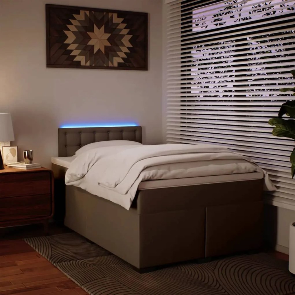 Cama com Molas/Colchão e Luzes Led - 120x200 cm - Couro Artificial Cap