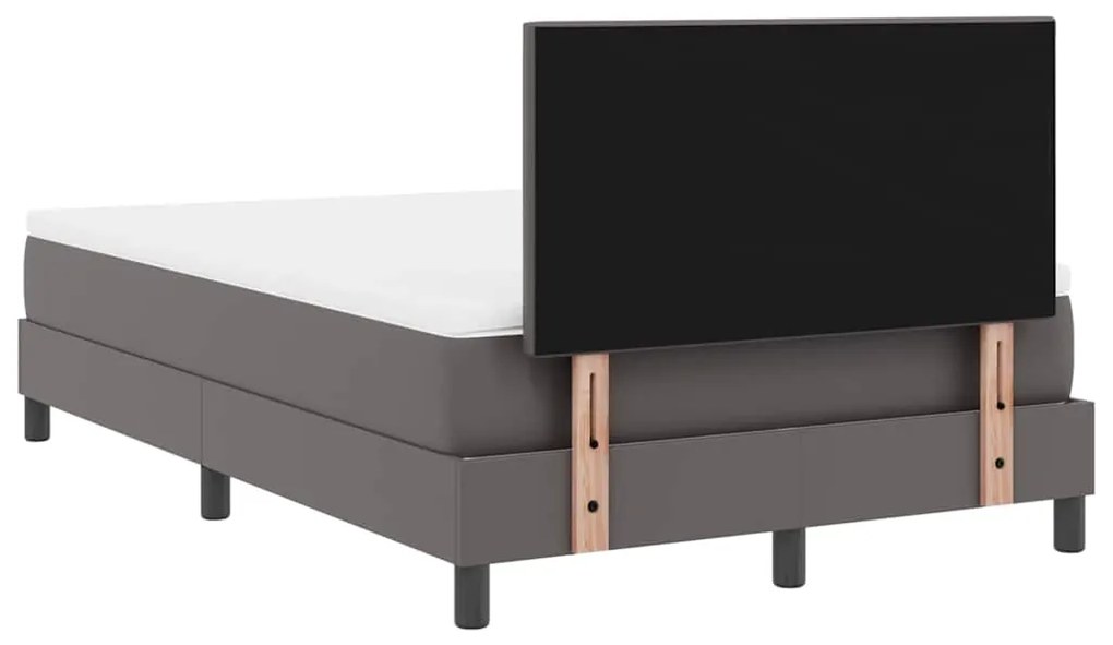 Cama Box com Colchão Cinza, 120 x 200 cm em Couro Sintético