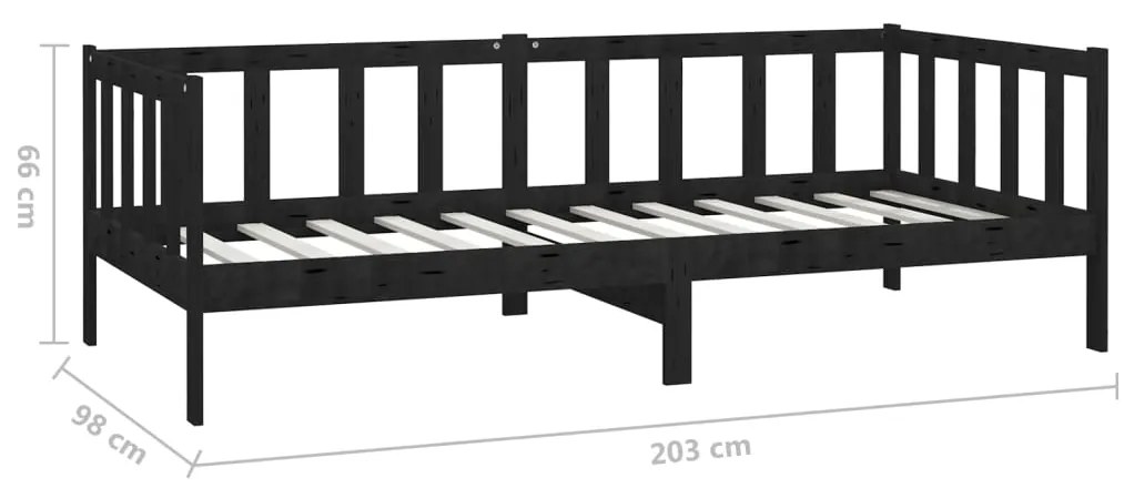 Sofá-cama com colchão 90x200 cm pinho maciço preto