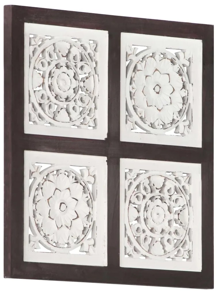 Painel parede esculpido à mão MDF 40x40x1,5 cm castanho/branco
