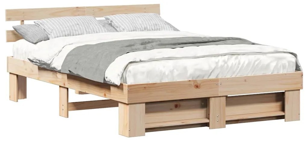 Estrutura da Cama com cabeceira Castanho 140 x 200 cm