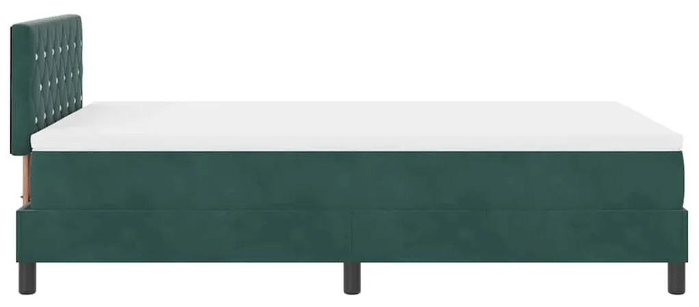 Cama Box Spring vidaXL com Colchão e LED Verde Escuro 120x200 cm Velud