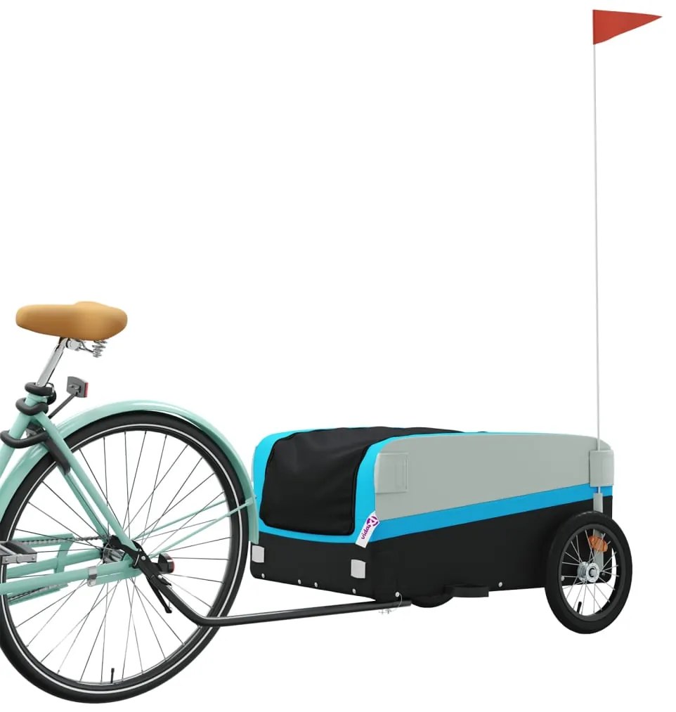 Reboque para bicicleta 45 kg ferro preto e azul