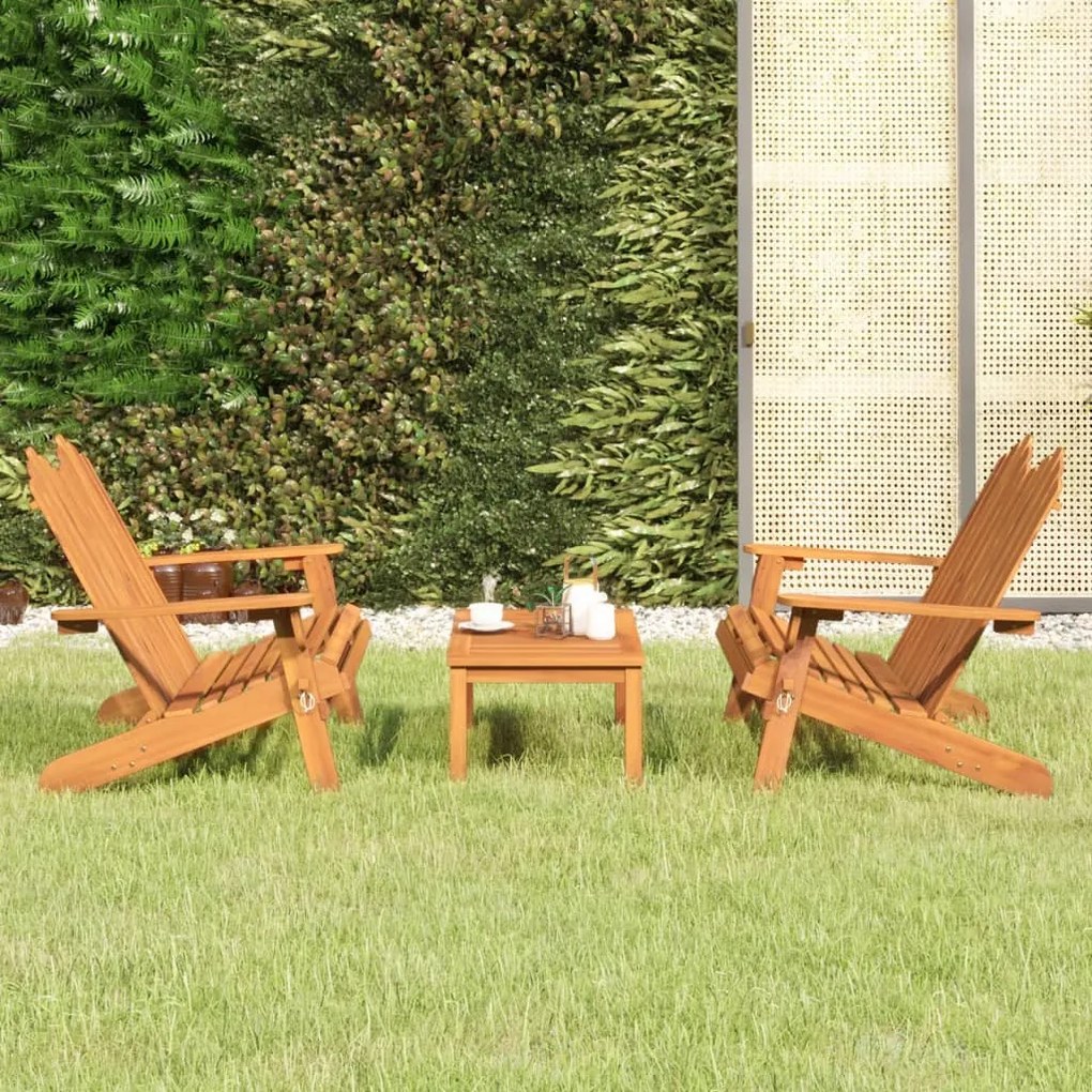 3 pcs conjunto lounge de jardim Adirondack acácia maciça