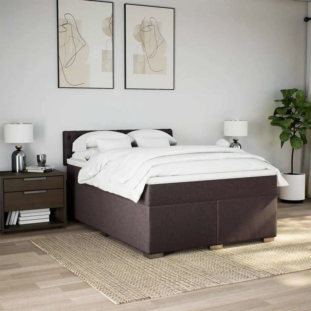 Cama com molas/colchão 140x190 cm tecido castanho-escuro