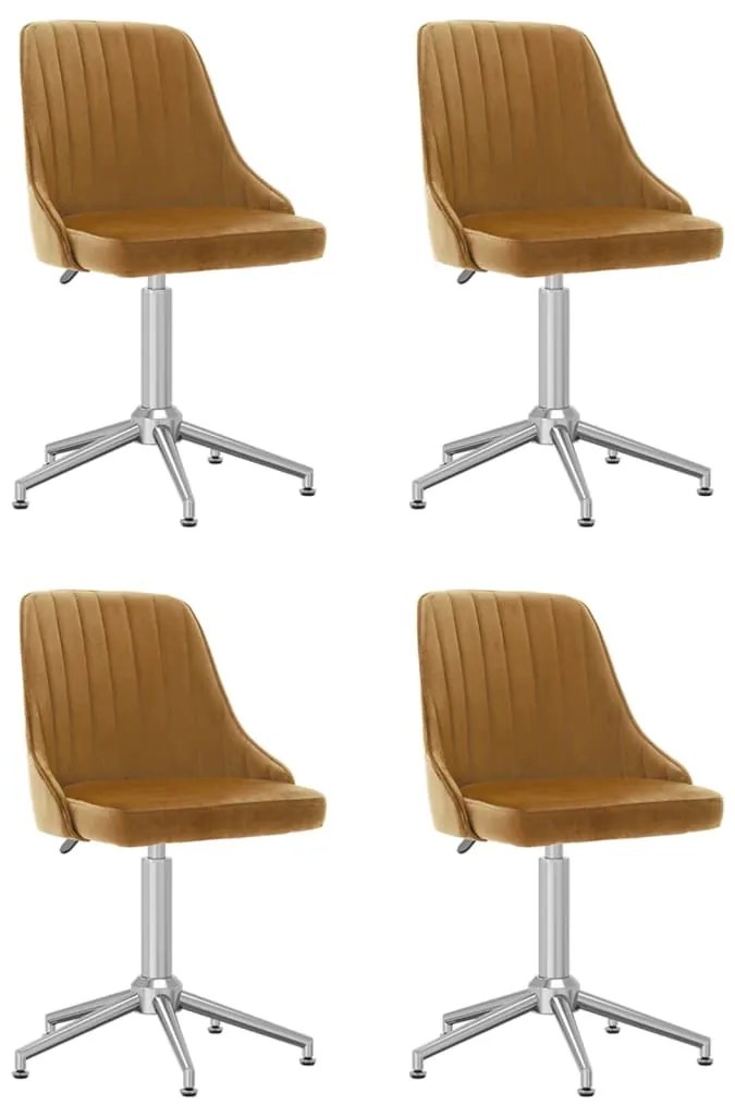 vidaXL Cadeiras de jantar giratórias 4 pcs veludo castanho