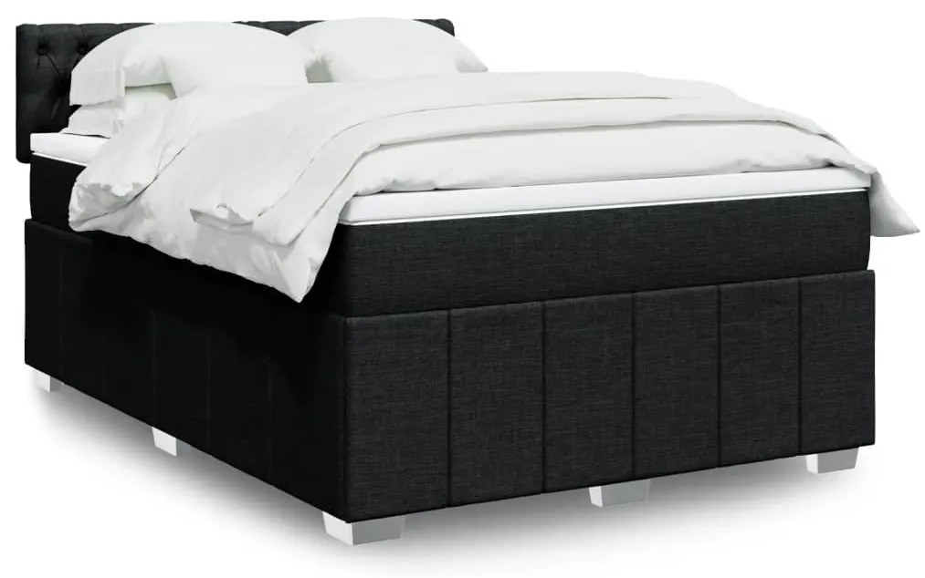 Cama com molas/colchão 160x200 cm tecido preto