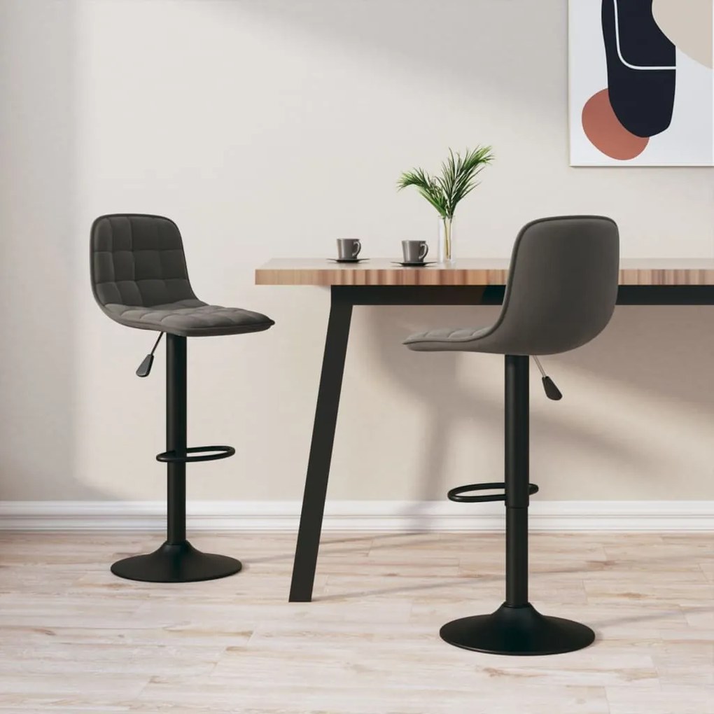 333992 vidaXL Bancos de bar 2 pcs veludo cinzento-escuro