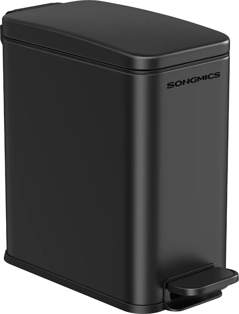 Caixote Lixo casa de banho de 5 litros com tampa estreita Preto