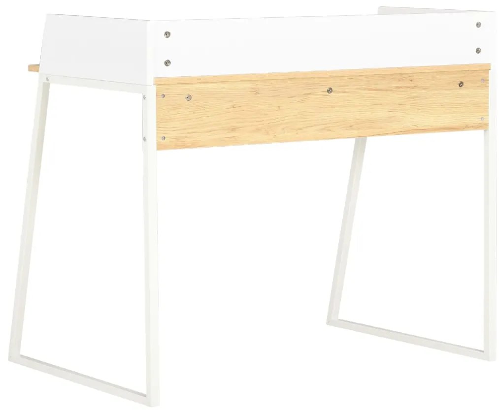 Secretária 90x60x88 cm branco e carvalho