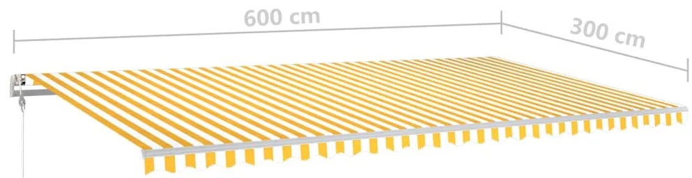 Toldo retrátil manual com postes 6x3 m amarelo e branco