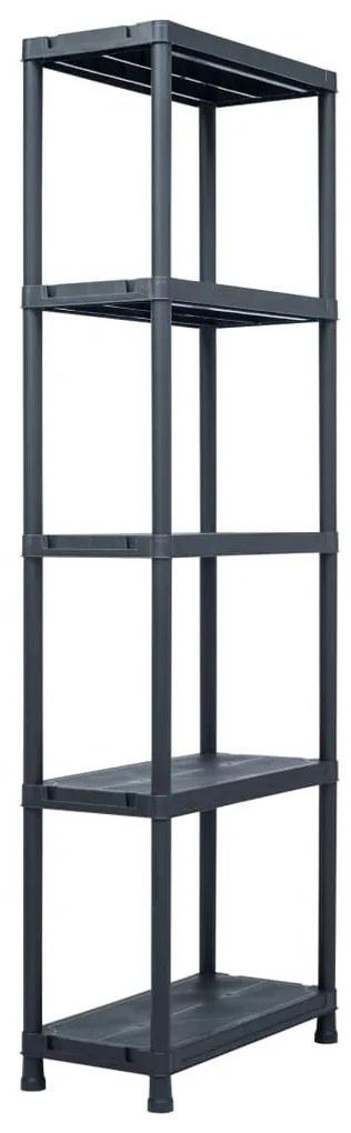 Estantes de arrumação 2 pcs preto 125 Kg 60x30x180 cm plástico