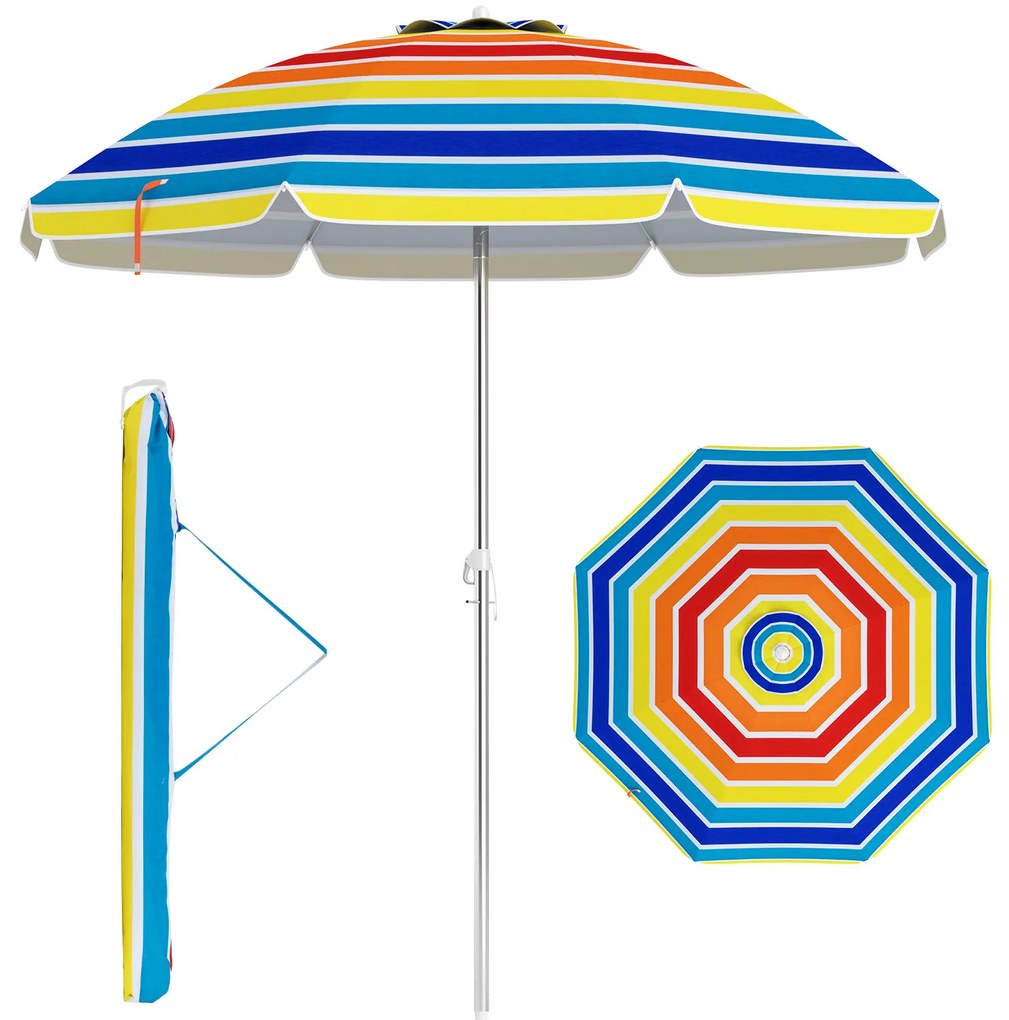 Guarda-sol de praia de 198 cm com botão de pressão, bolsa de transporte com âncora de areia e proteção solar à prova de vento, verde