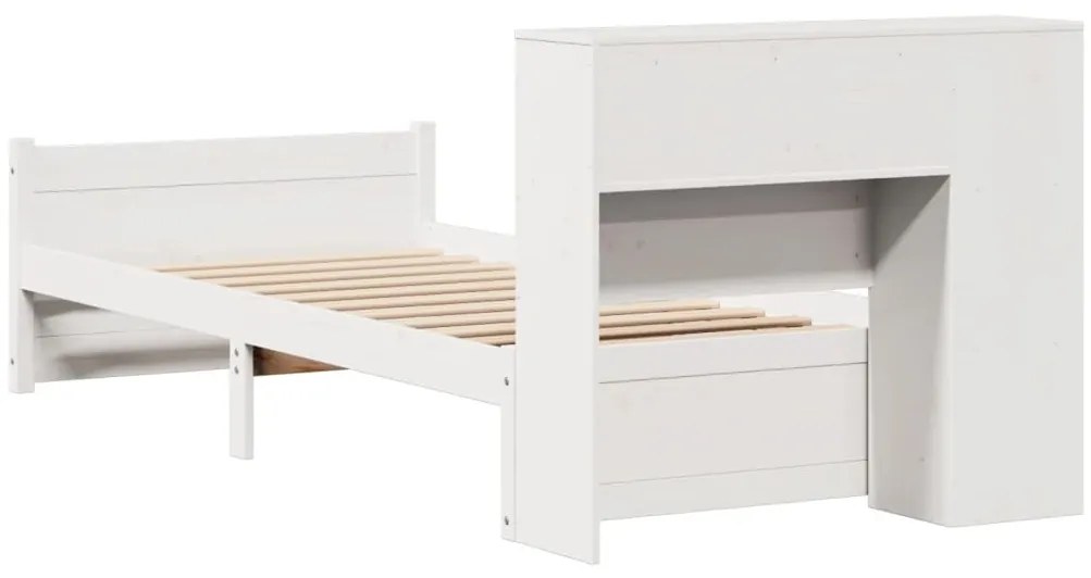 Cama com estante sem colchão 90x200 cm pinho maciço branco
