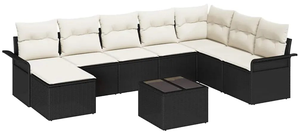 Conjunto de Sofá de Jardim com 8 Peças e Almofadas em Polyrattan Marro