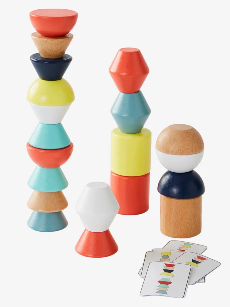Jogo de equilíbrio e das cores, em madeira multicolor