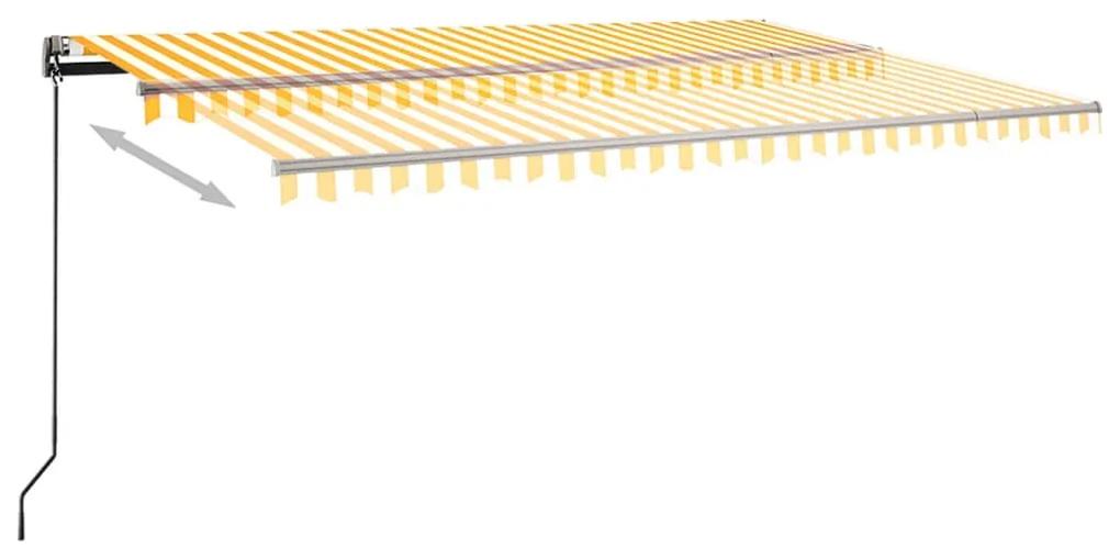 Toldo autom. LED e sensor de vento 500x350 cm amarelo/branco