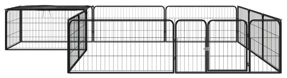 Parque p/ cães c/ 12 painéis 100x50 cm aço revestido a pó preto