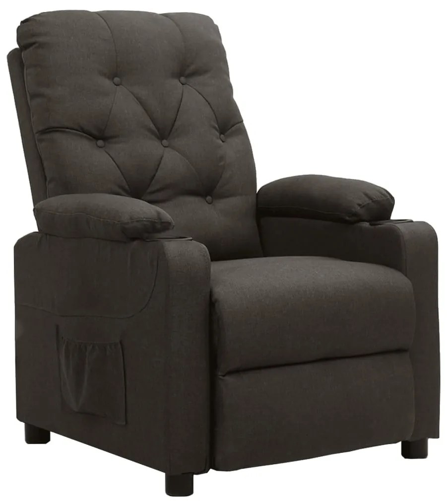 339110 vidaXL Poltrona reclinável tecido cinzento-acastanhado