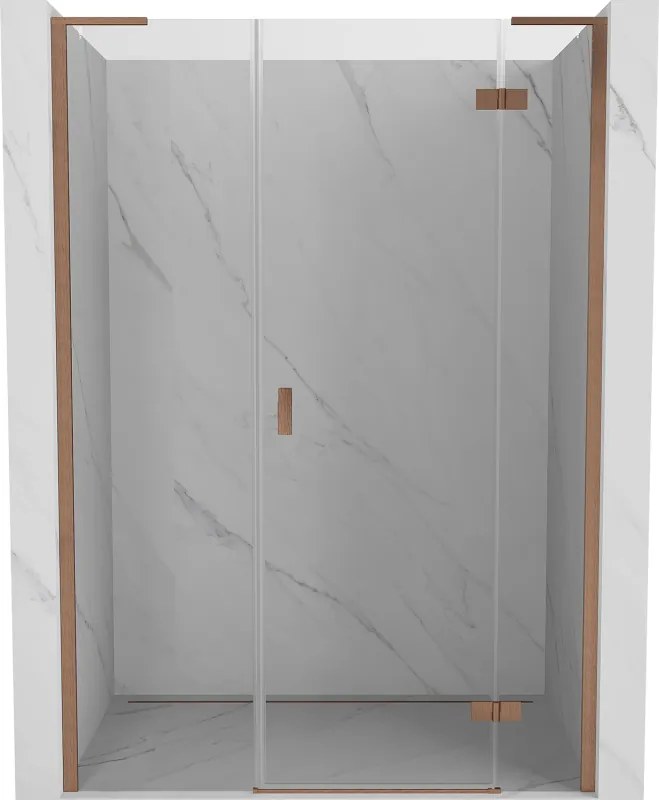 Mexen Mist-H L porta de duche articulada direita de 130 cm, transparente, cobre escovado - 8A5L-130-001-65-00-P