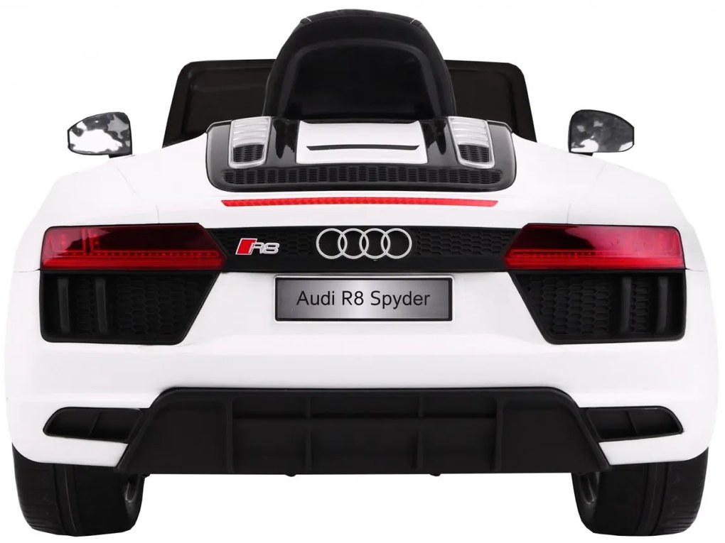 Carro elétrico para Crianças 12V AUDI R8 Spyder RS Rodas de EVA, controlo remoto Branco