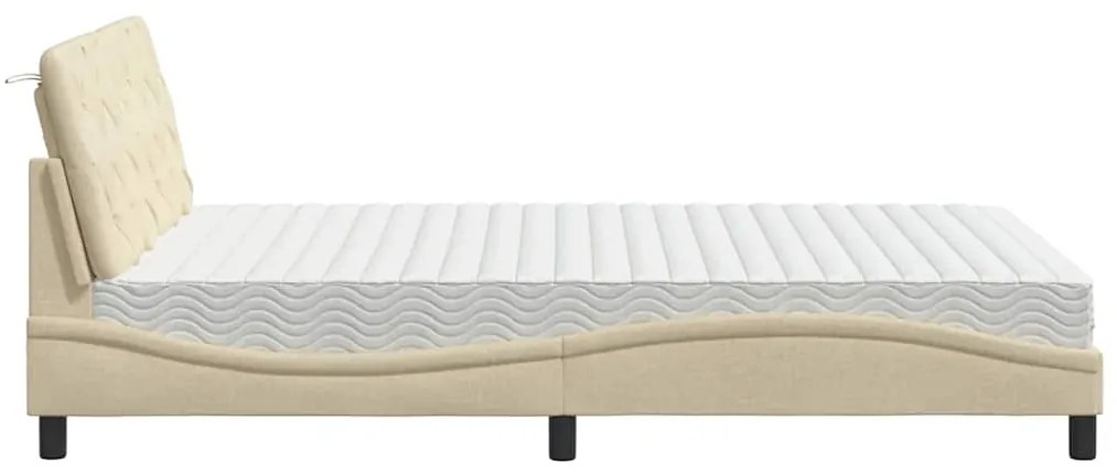 Cama com colchão 120x200 cm tecido cor creme