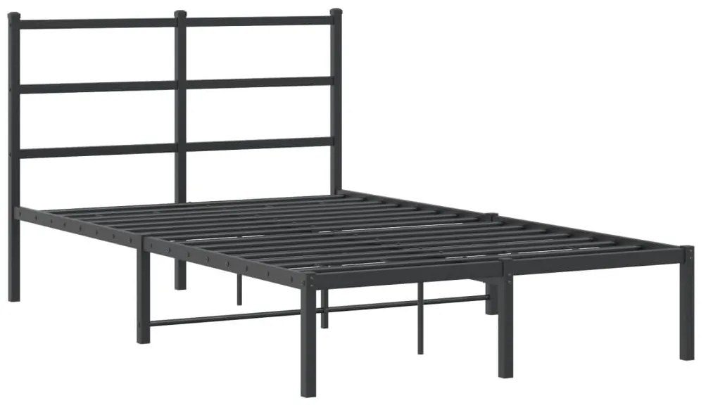 Estrutura de cama com cabeceira 120x190 cm metal preto