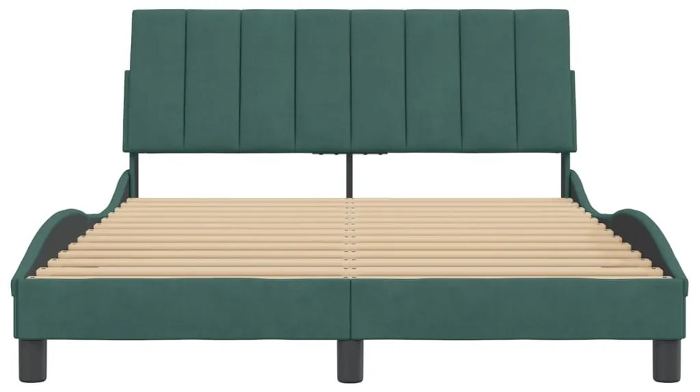 Estrutura de cama c/ cabeceira 140x200 cm veludo verde-escuro