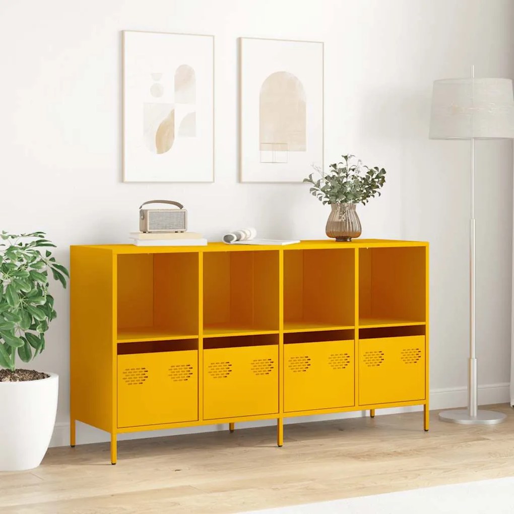 Aparador 135x39x73,5 cm aço laminado a frio amarelo mostarda
