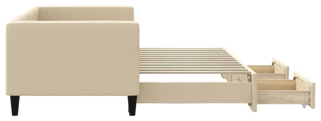 Sofá-cama com gavetão e gavetas 80x200 cm tecido cor creme