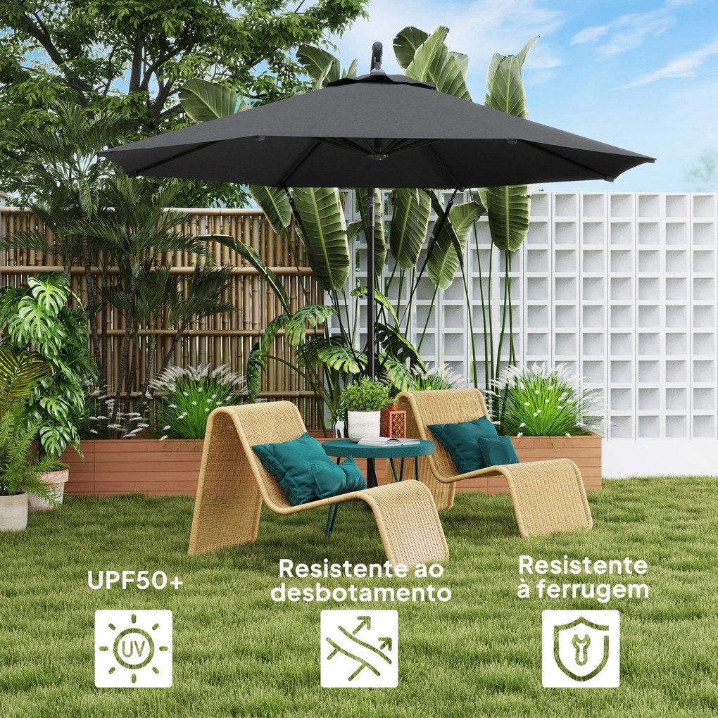 Chapéu de Sol Excêntrico Ø 290 cm Chapéu de Sol de Jardim com Base Cru