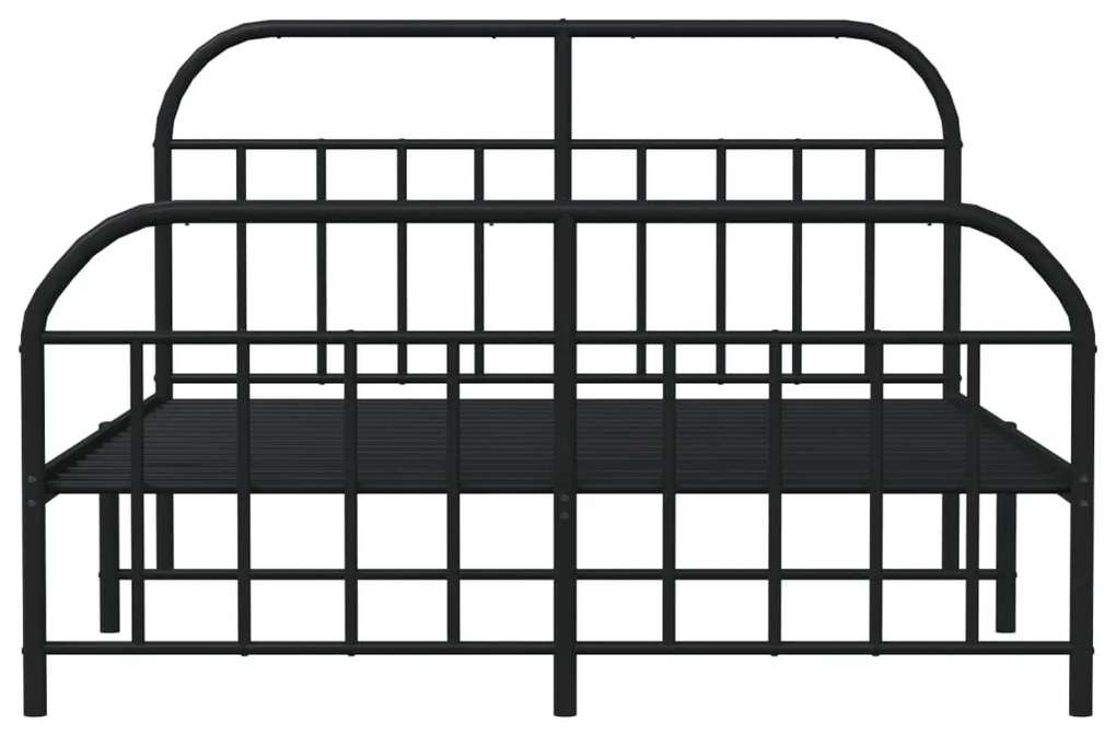 Estrutura de cama com cabeceira e pés 140x200 cm metal preto