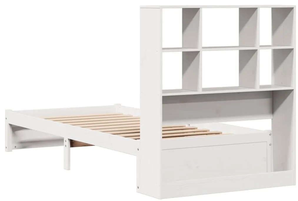 Cama com estante sem colchão 90x200 cm pinho maciço branco